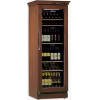 Шкаф холодильный для вина, 106бут. (355л), 1 дверь стекло, 5 полок, ножки, +6/+16С, стат.охл., темный орех, R600a, LED
