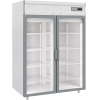 Шкаф холодильный, 1400л, 2 двери стекло, 8 полок, ножки, +1/+10С, дин.охл., белый, без канапе, R290