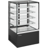 Витрина холодильная напольная, вертикальная, кондитерская, L1.20м, 4 полки стекло, +2/+10С, дин.охл., черная RAL 9005, откидной стеклопакет